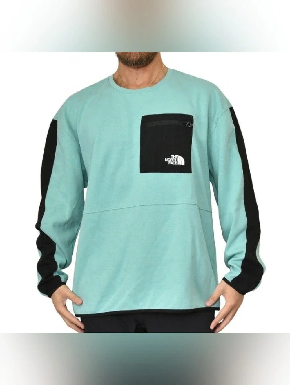 NWOT The North Face Mens TNF™ Tech Crew Neck Sweatshirt Wasabi & Black Medium